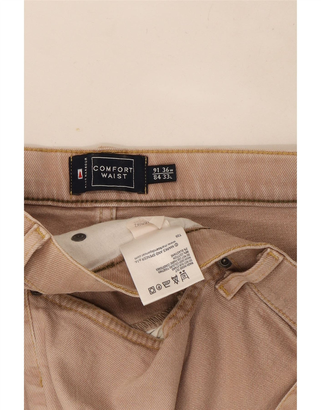 Marks & Spencer Jean droit bleu Harbor homme W36 L33 coton beige