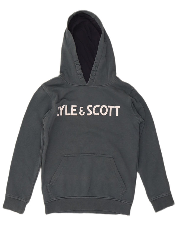 Lyle & Scott Pull à capuche graphique pour garçon 8-9 ans Gris Coton