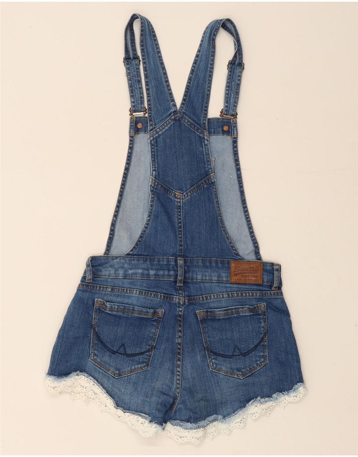 SUPERDRY Salopette Short en Jean Femme XS W25 Bleu Coton