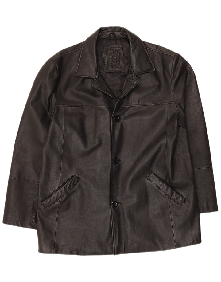 veste en cuir homme vintage UK 40 Grand cuir noir
