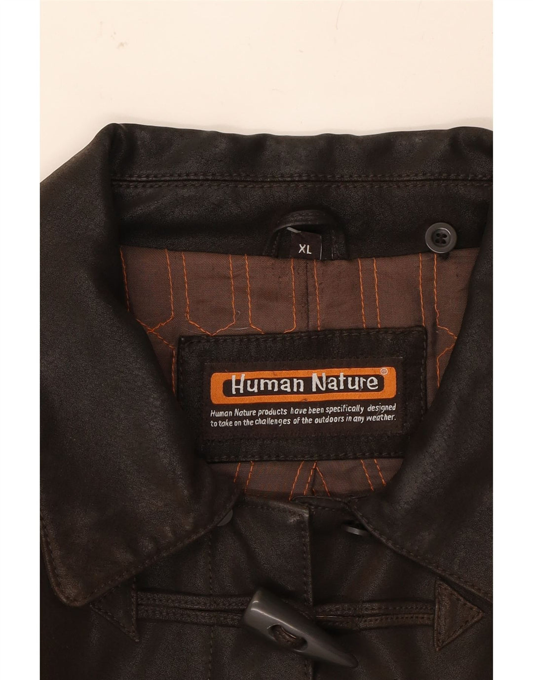 VINTAGE Womens Leather Duffle Coat UK 18 XL Brown Leather Vintage Vintage and Second-Hand Vintage from Messina Hembry 
