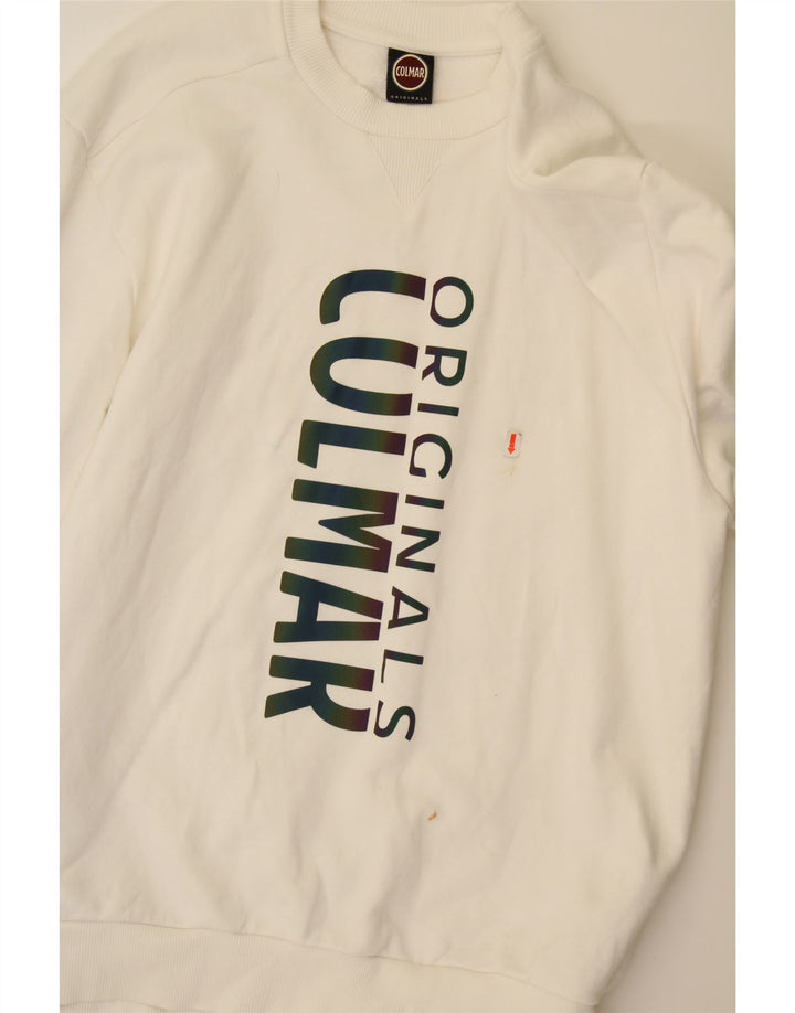 COLMAR Womens Graphic Sweatshirt Jumper UK 16 Large White Cotton Vintage Colmar and Second-Hand Colmar from Messina Hembry 
