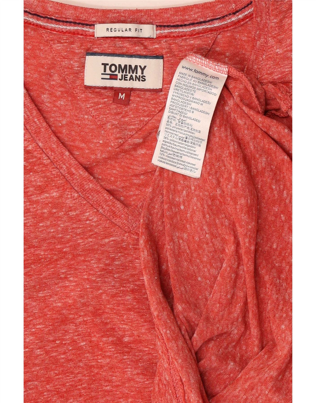Tommy Hilfiger T-Shirt Regular Fit Homme Rose Moyen Moucheté Polyester