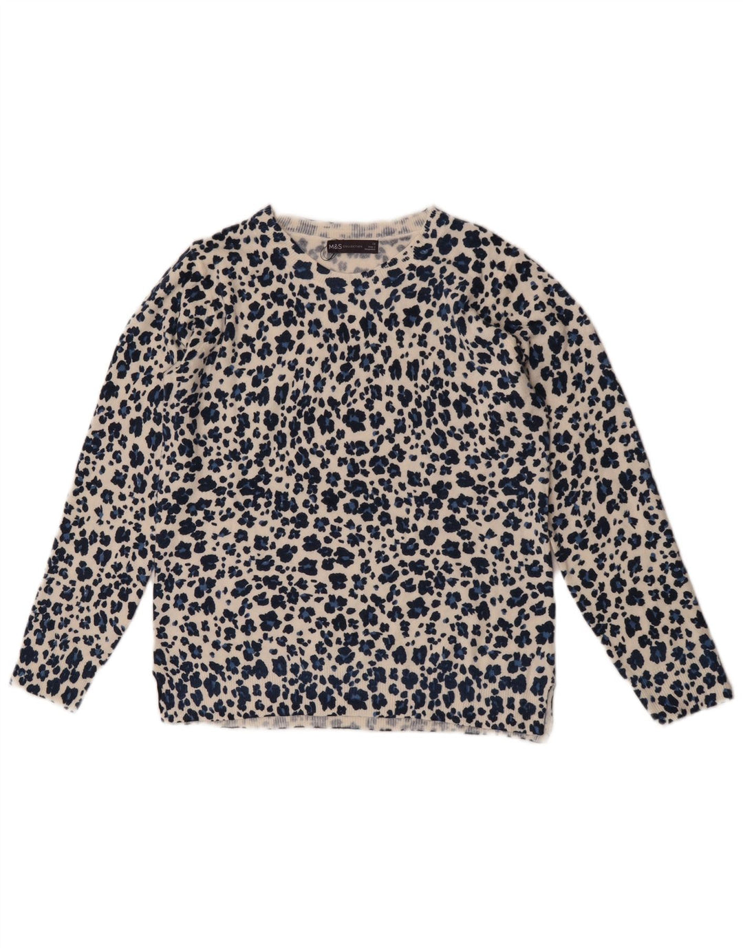 Marks & Spencer Pull à col rond pour femme UK 12 Bleu moyen