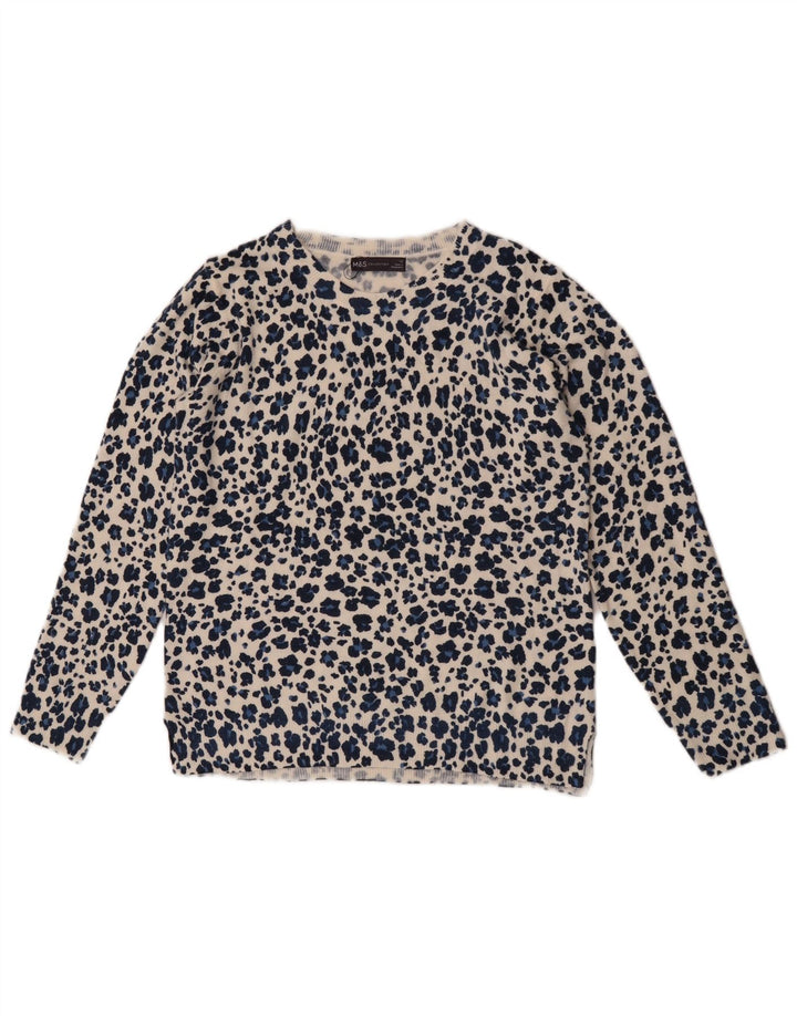 Marks & Spencer Pull à col rond pour femme UK 12 Bleu moyen