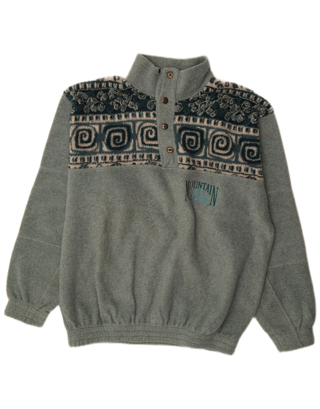Gymnasium Pull polaire à col boutonné pour homme en polyester géométrique vert moyen