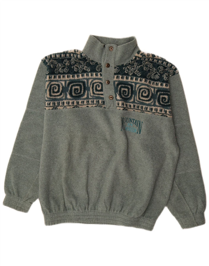 Gymnasium Pull polaire à col boutonné pour homme en polyester géométrique vert moyen