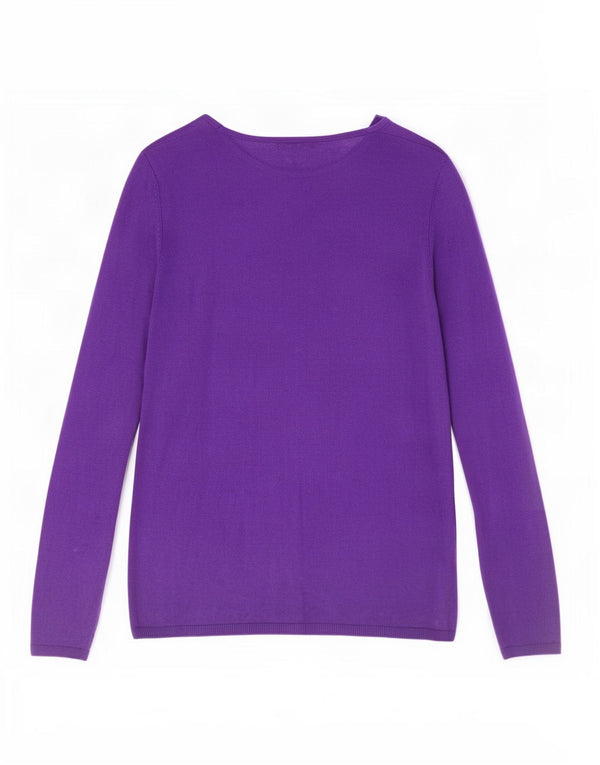 Jigsaw Pull Col Bateau Femme UK 12 Moyen Violet Soie
