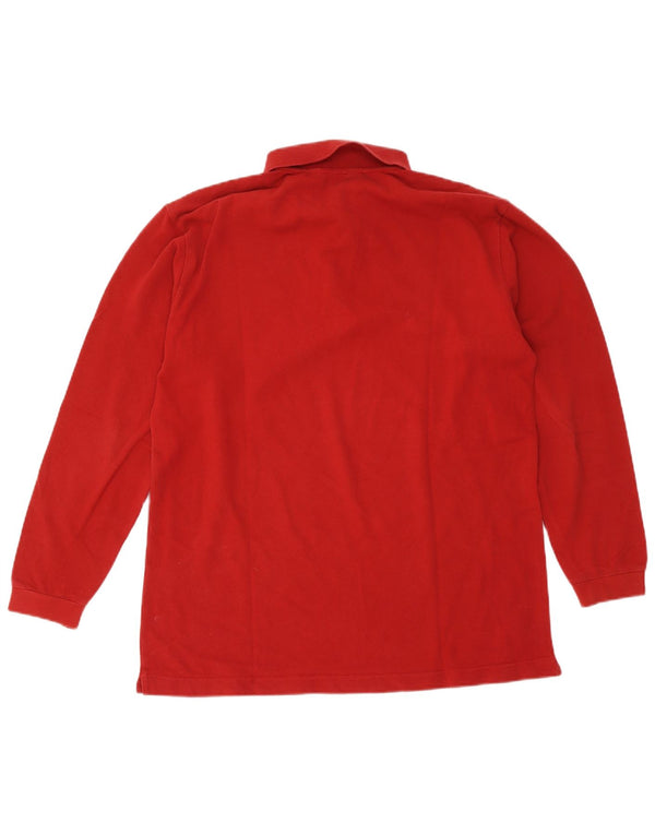 Kappa Polo à manches longues pour homme en coton rouge Large