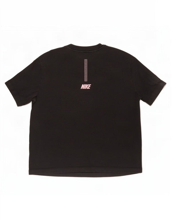 Nike T-shirt graphique surdimensionné pour femme UK 10 Petit coton noir