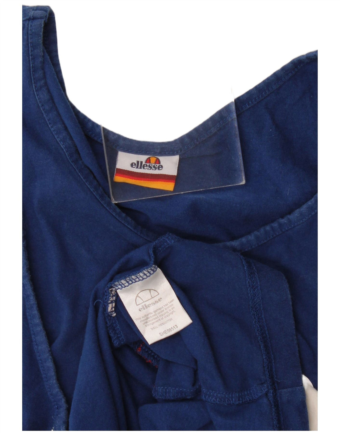 Ellesse Débardeur graphique pour femme UK 14 Bleu moyen en coton color block