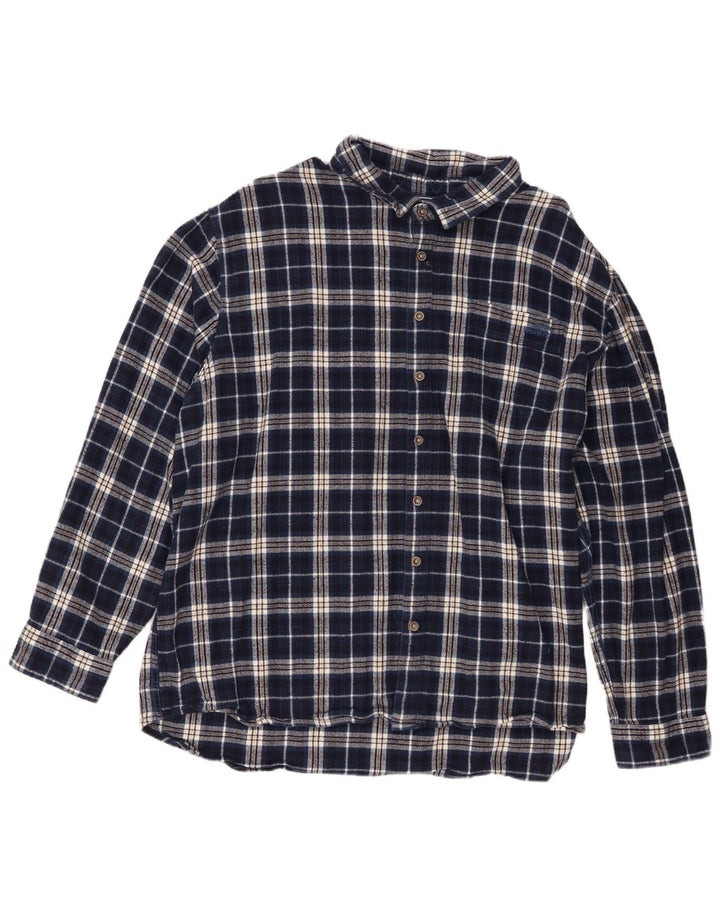 Weird Fish Chemise en flanelle pour homme 4XL en coton à carreaux bleu marine