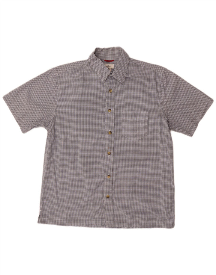 DOCKERS Chemise à Manches Courtes Homme Bleu Moyen Carreaux Coton