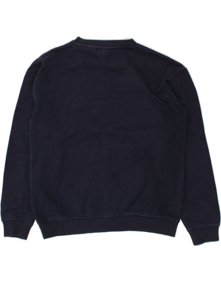 ELLESSE Womens Oversized Graphic Sweatshirt Jumper UK 10 Small Navy Blue Vintage Ellesse and Second-Hand Ellesse from Messina Hembry 