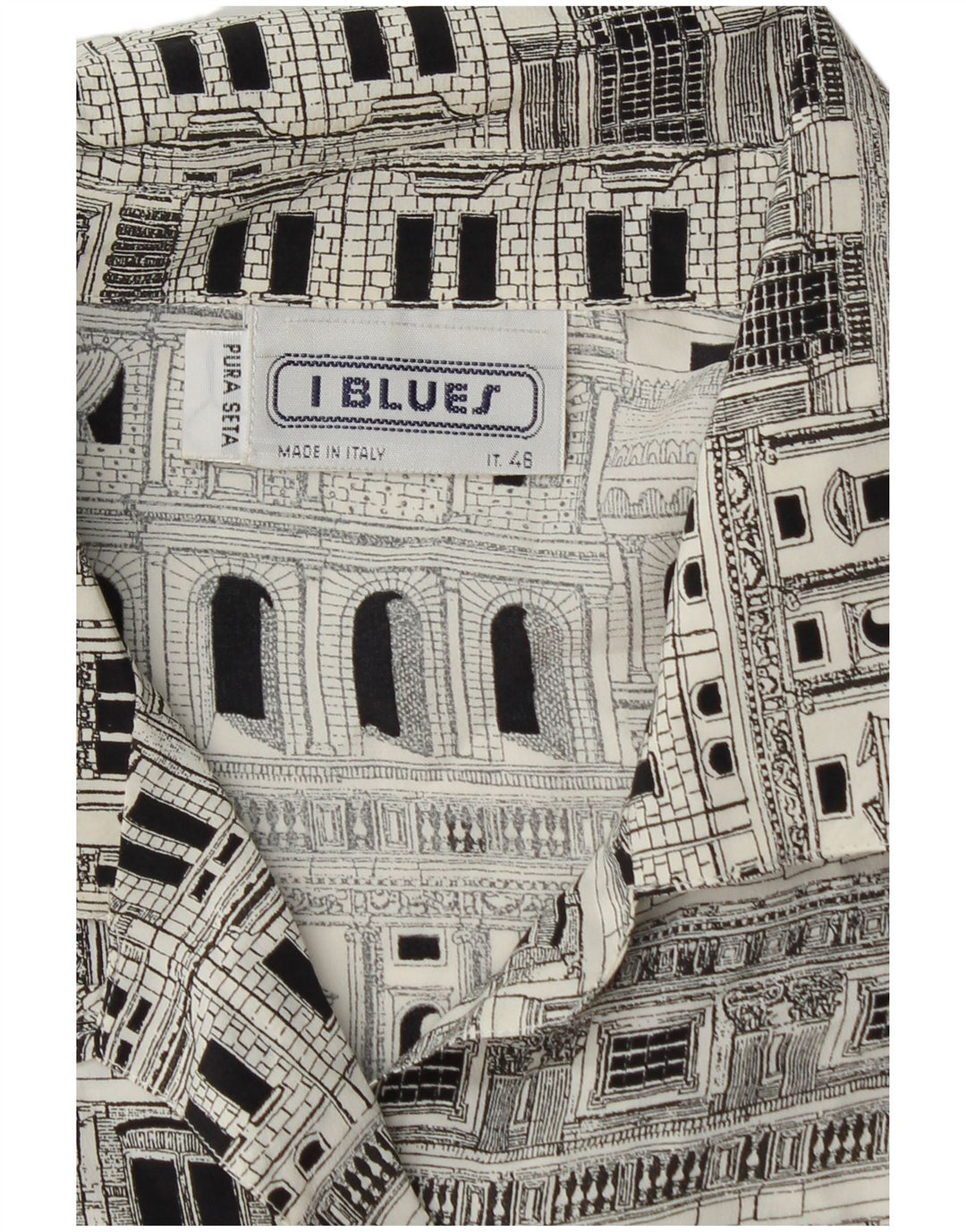 I BLUES Chemisier Graphique Femme IT 46 Large Noir Soie