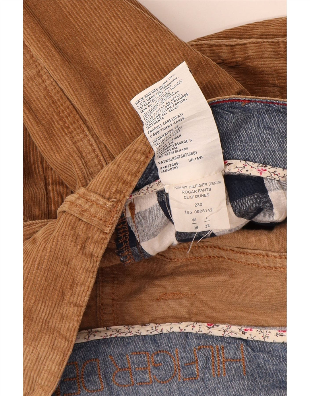 TOMMY HILFIGER Pantalon Bootcut En Velours Côtelé Homme W36 L32 Marron Coton