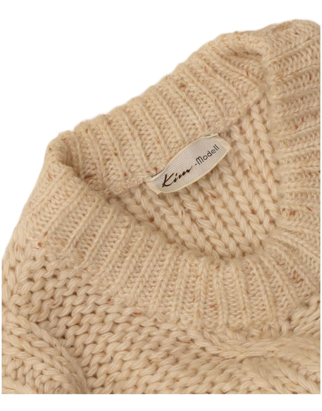 VINTAGE Femme Crew Neck Jumper Pull UK 16 Large Off White