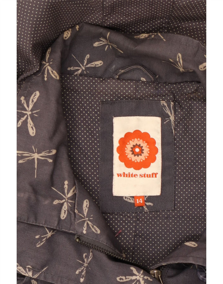 WHITE STUFF Veste coupe-vent pour femme UK 14 Grand imprimé animal bleu marine