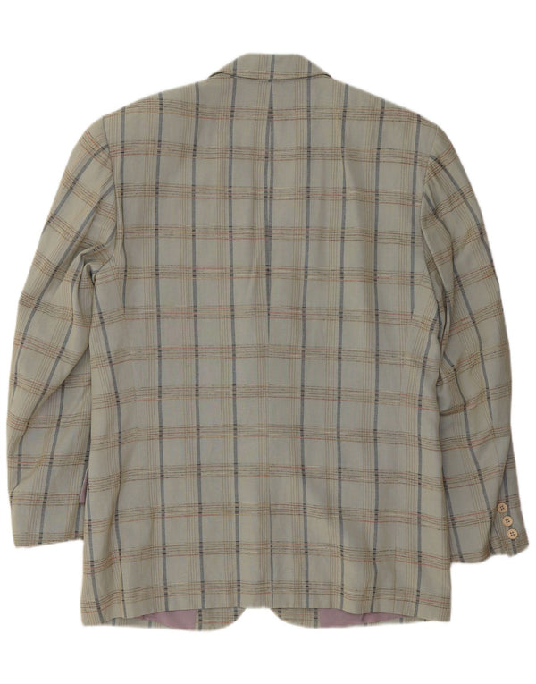 VINTAGE Veste Blazer 2 Boutons Homme IT 52 XL Gris Viscose à Carreaux