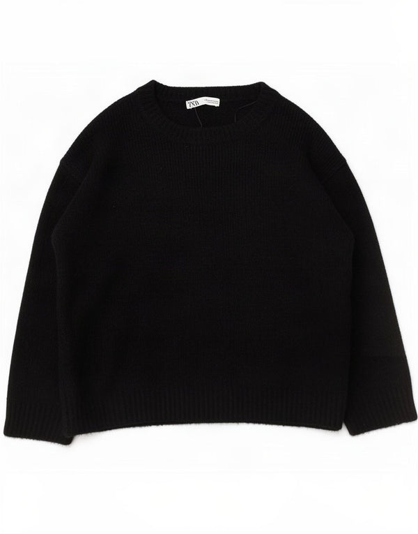 Zara Pull surdimensionné à col roulé pour femme UK 14 Acrylique noir moyen