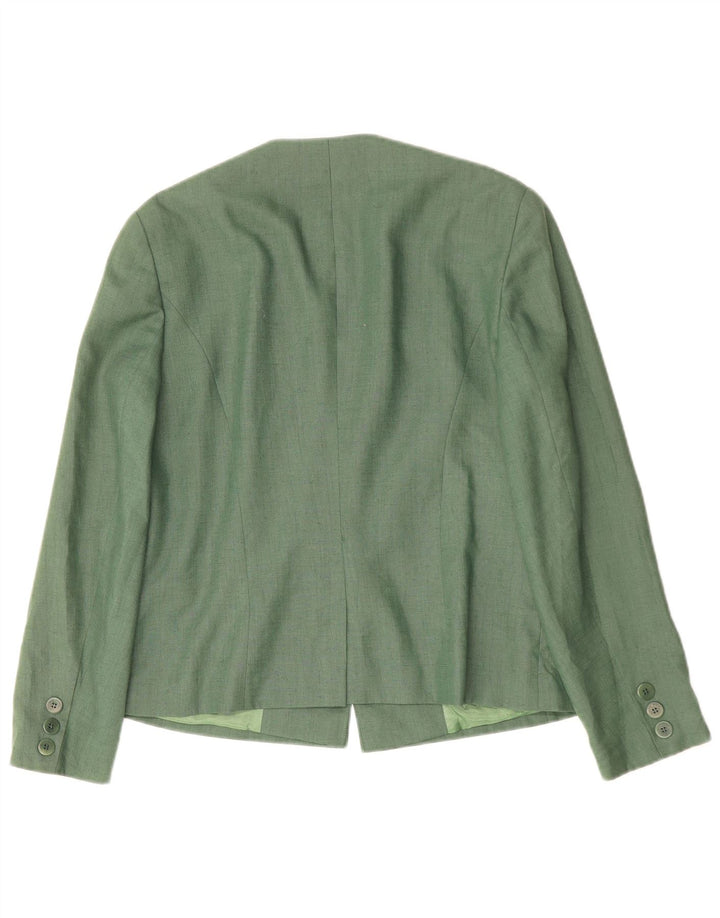 Gerry Weber Veste Blazer 1 Bouton Femme EU 38 Lin Vert Moyen