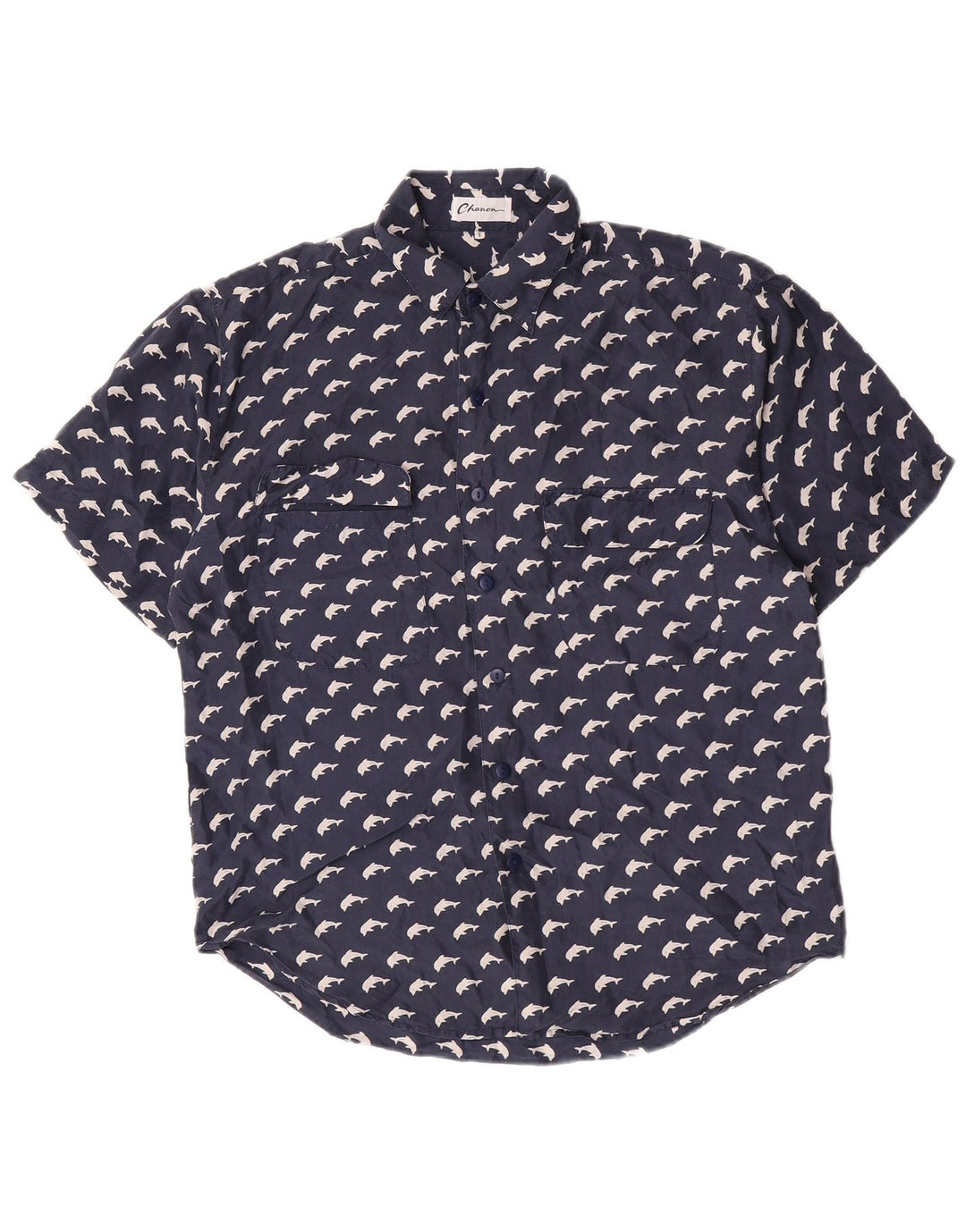 Chanon Femme Chemise Graphique À Manches Courtes Grande Soie Bleu Marine