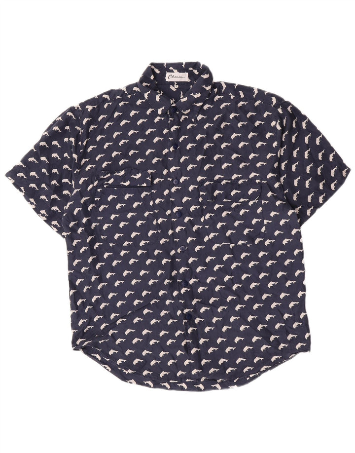 Chanon Femme Chemise Graphique À Manches Courtes Grande Soie Bleu Marine