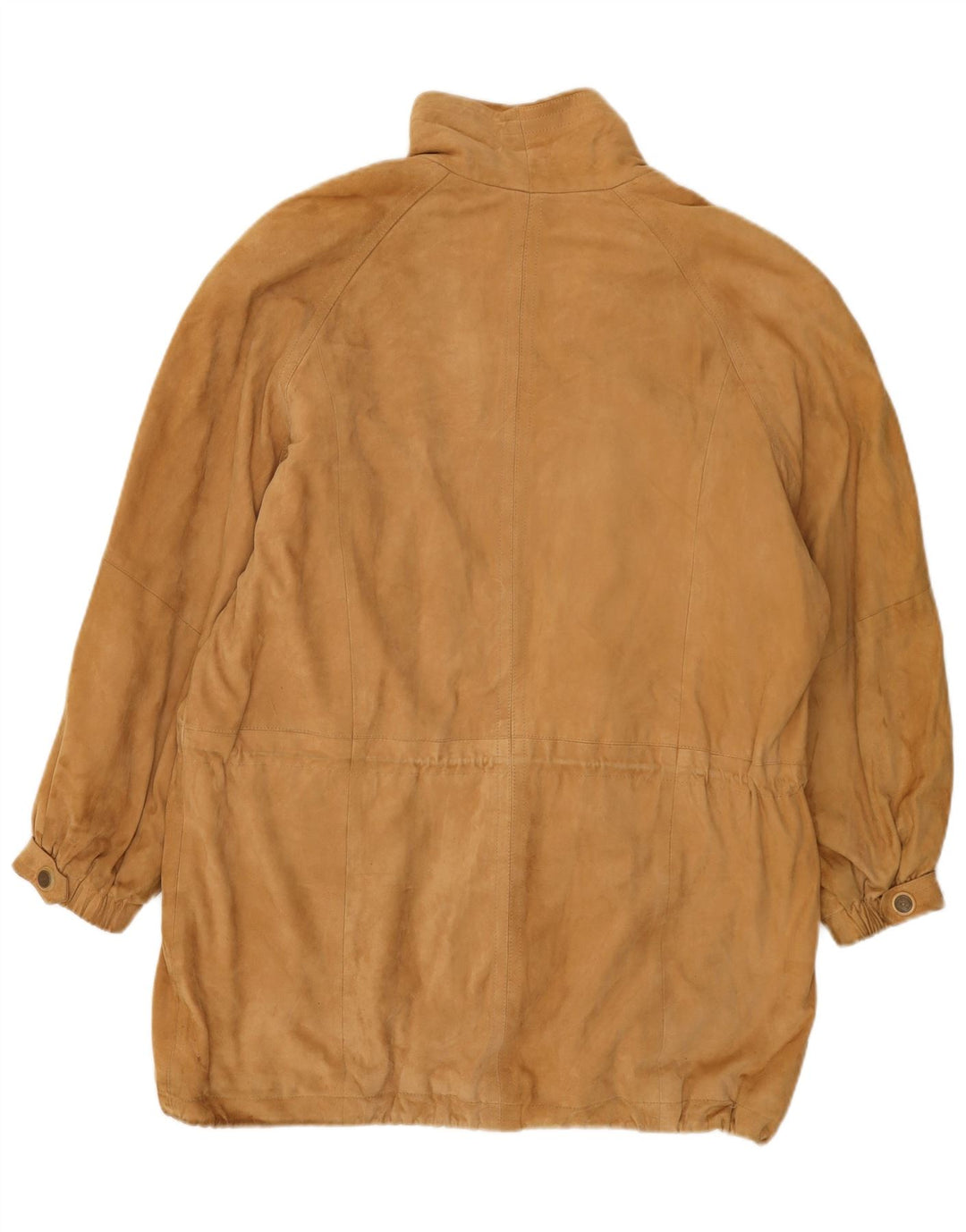 vintage Femmes Surdimensionné Suède Pardessus EU 38 Cuir Brun Moyen