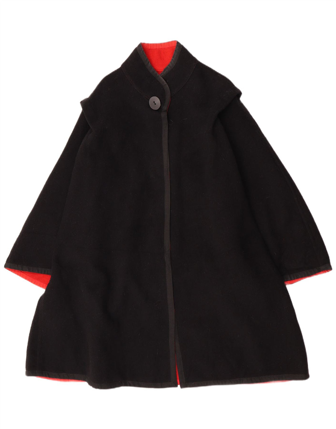 vintage Womens Réversible Overcoat UK 14 Medium Black Colourblock