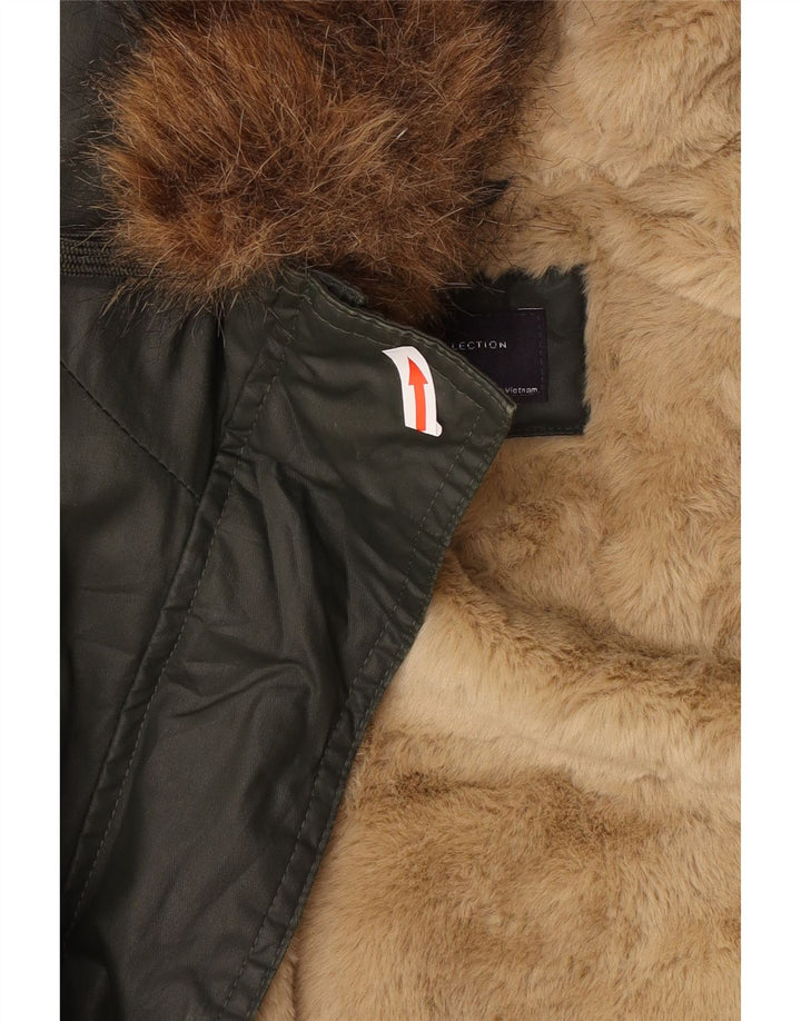 Marks & Spencer Veste cirée à capuche surdimensionnée pour femme UK 8 Small Kaki