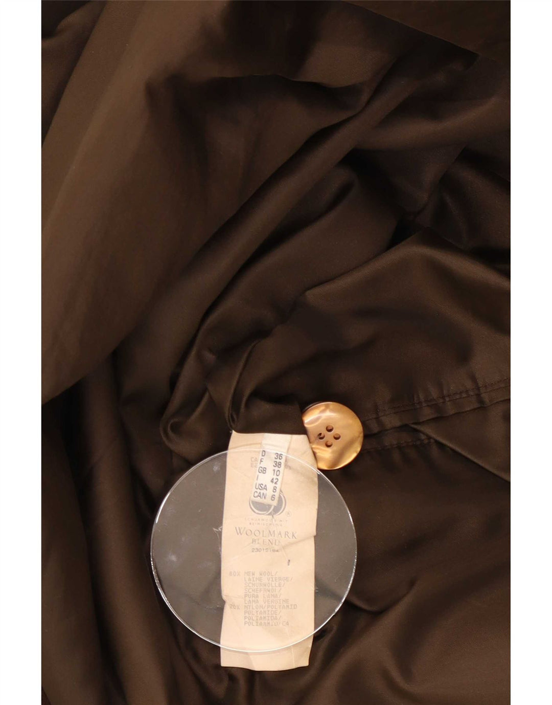 Pardessus surdimensionné vintage pour femme UK 10 Petite laine marron