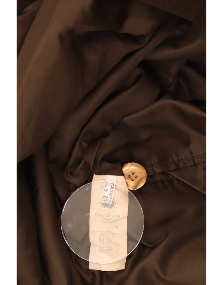 Pardessus surdimensionné vintage pour femme UK 10 Petite laine marron