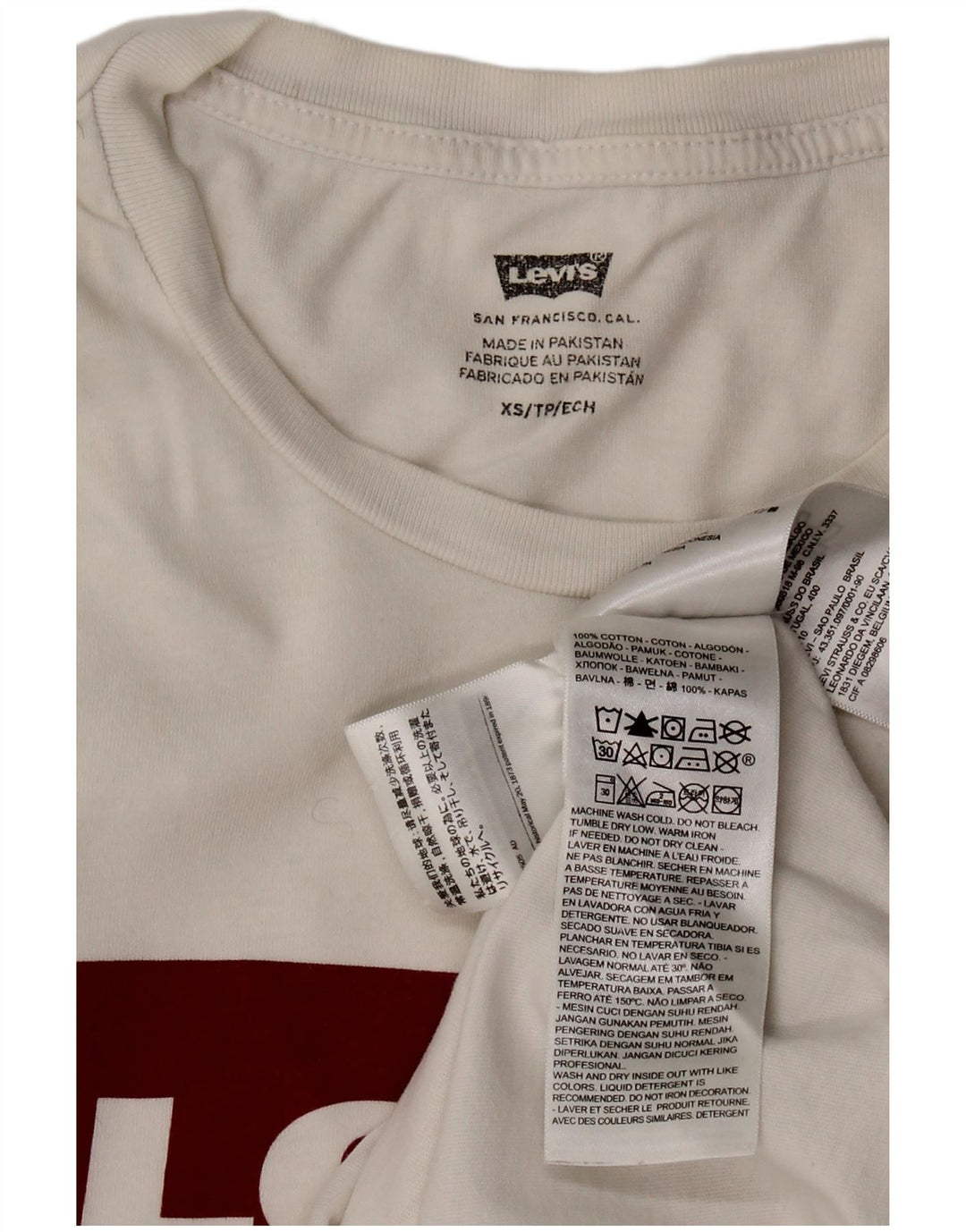 LEVI'S T-Shirt Graphique Femme UK 6 XS Blanc Coton