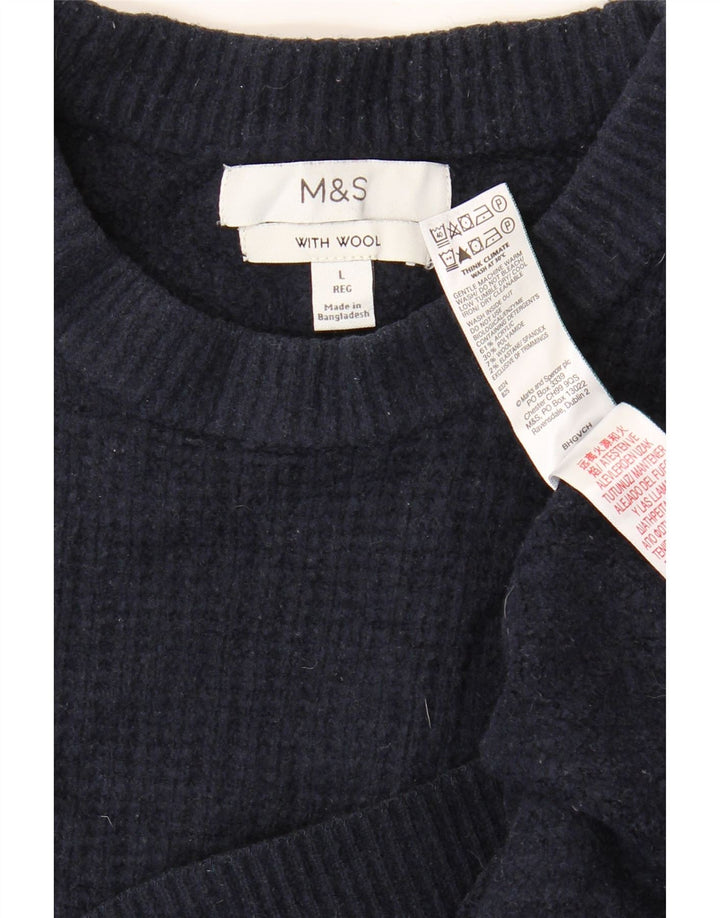 Marks & Spencer Pull col rond pour homme en acrylique bleu marine Taille L