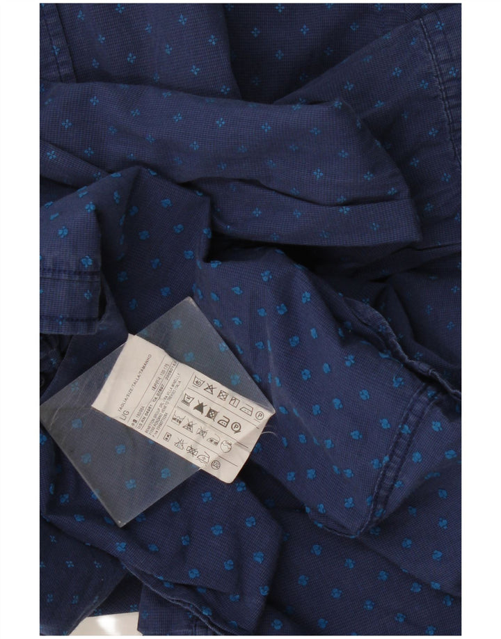 BENETTON Chemise Homme Large Bleu Marine Pois Coton