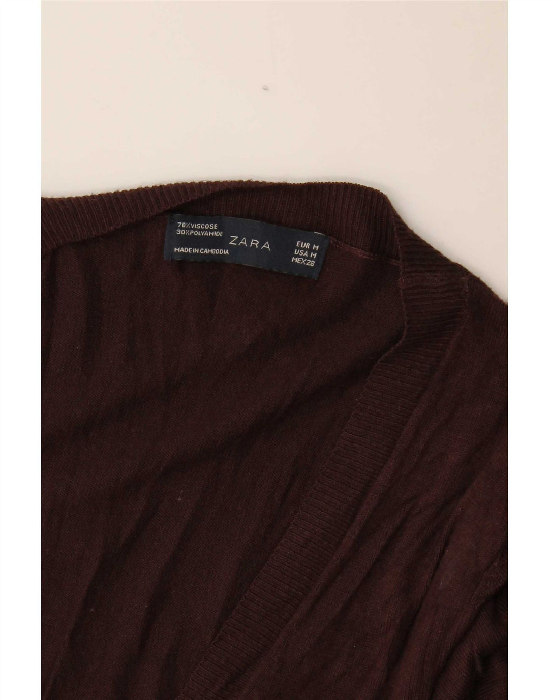 Zara Cardigan Femme Pull UK 12 Viscose Marron Moyen