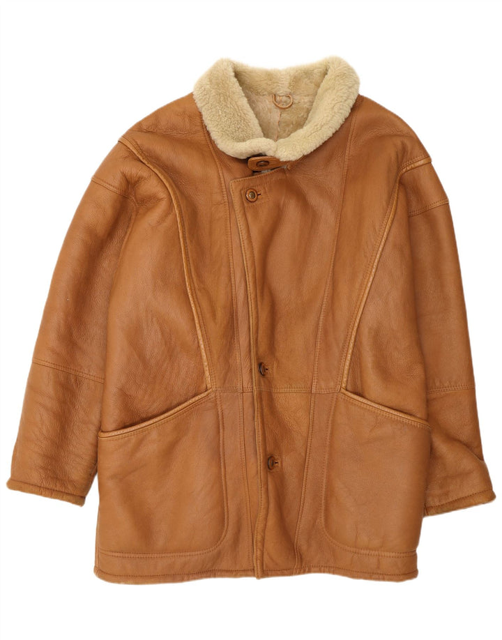 Vinci Veste en peau de mouton pour homme UK 40 Grand cuir marron