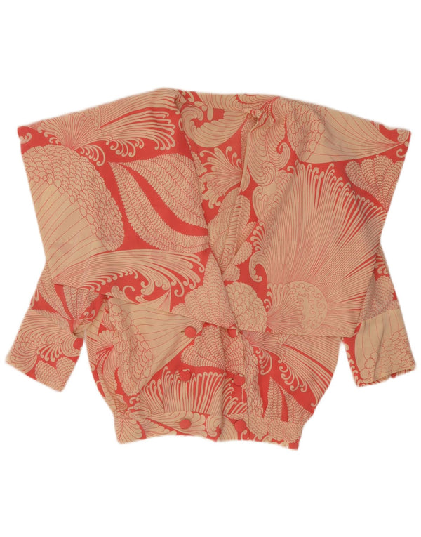 vintage Femmes 3/4 Manches Chemise Blouse UK 16 Grand Paisley Rouge