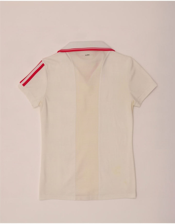 Adidas Polo Femme UK 14 Medium Blanc Colorblock Polyester