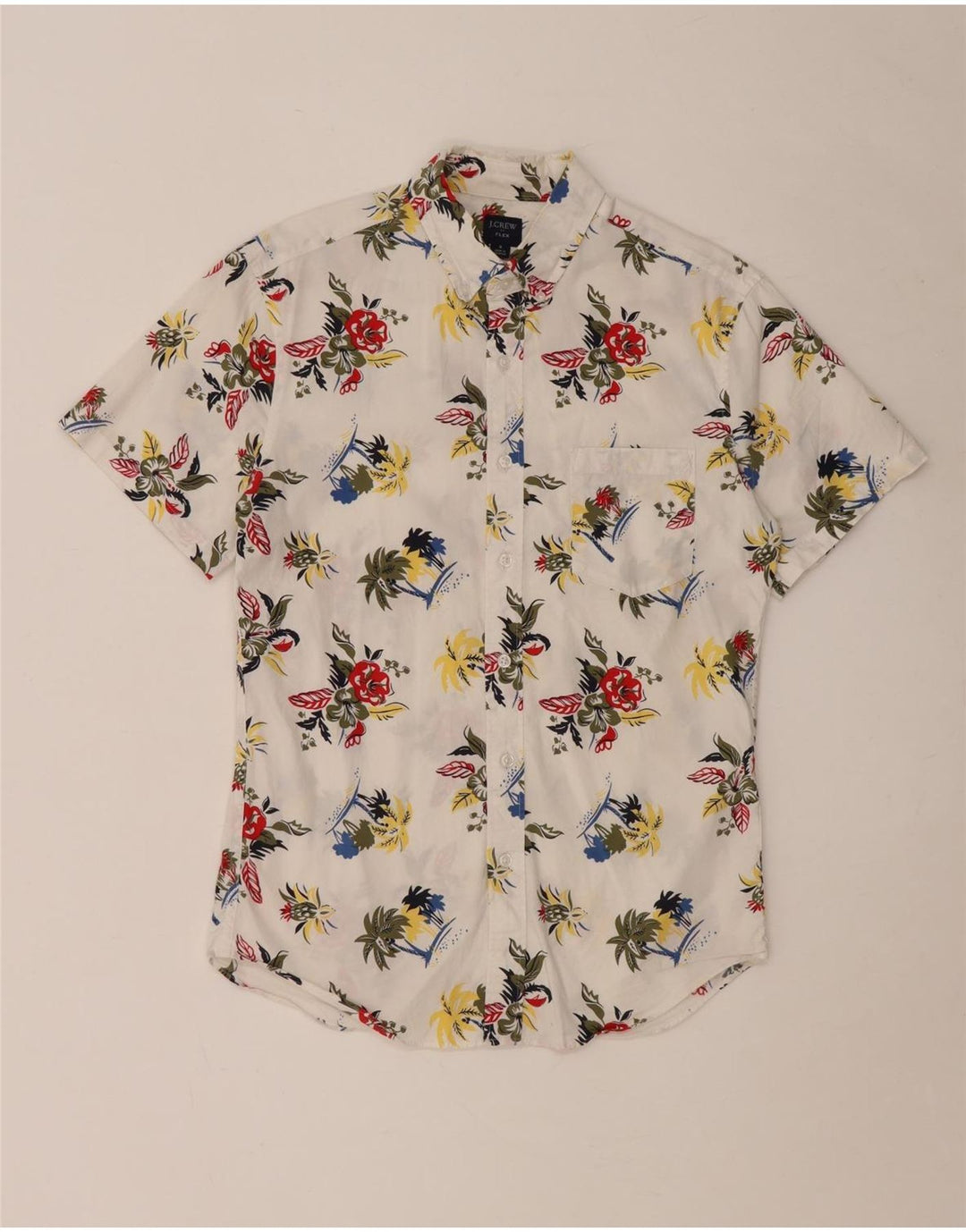 J. CREW Chemise à manches courtes Flex pour hommes Petit coton floral blanc