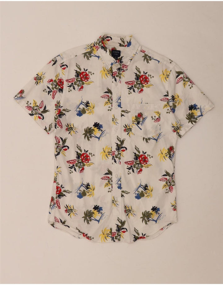 J. CREW Chemise à manches courtes Flex pour hommes Petit coton floral blanc