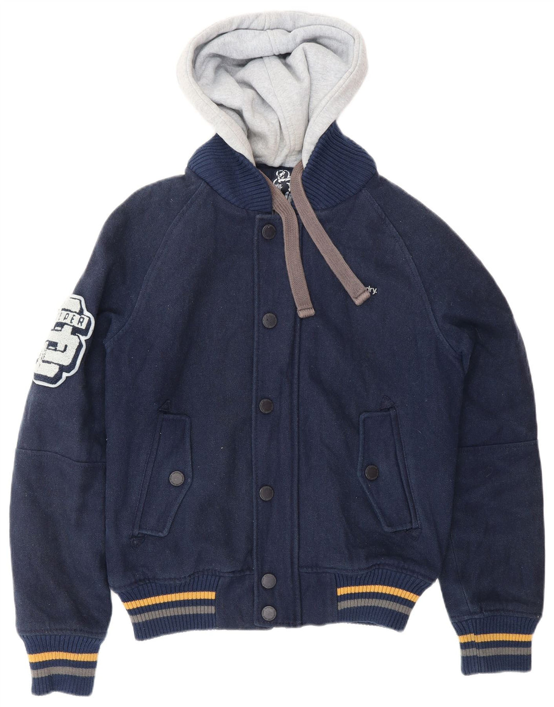 SUPERDRY Veste Varsity Graphique pour Homme UK 38 Bleu Marine Moyen Colorblock