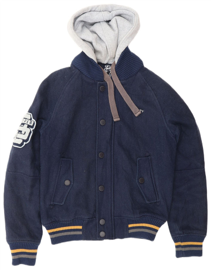 SUPERDRY Veste Varsity Graphique pour Homme UK 38 Bleu Marine Moyen Colorblock