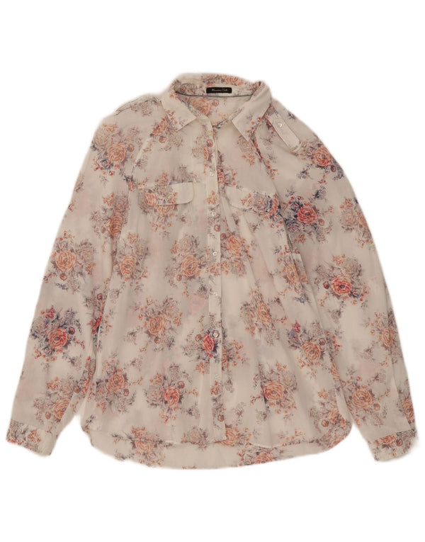 Massimo Dutti Chemise militaire pour femme EU 44 XL Blanc Floral