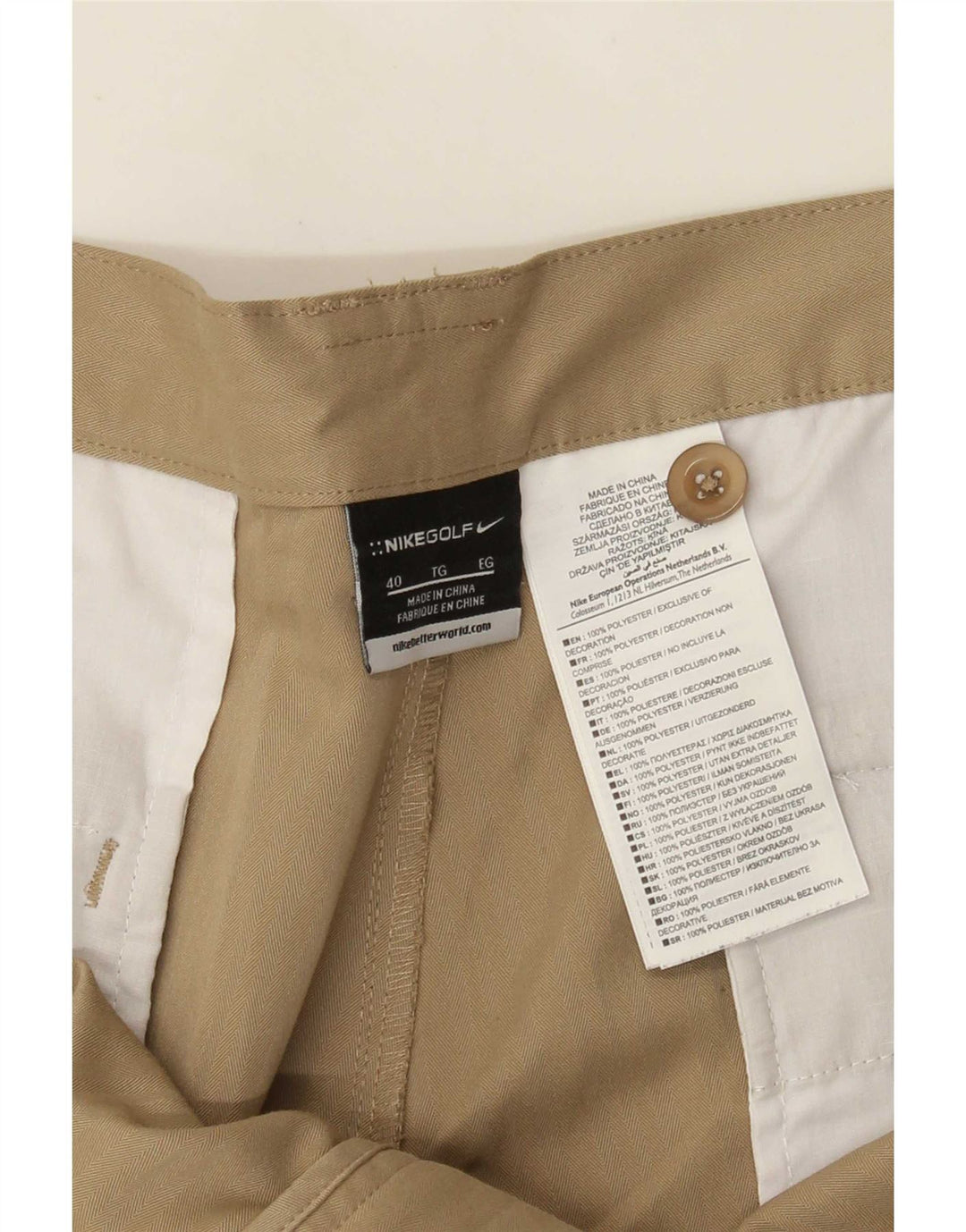 Nike Short Chino Homme W40 XL Beige Polyester