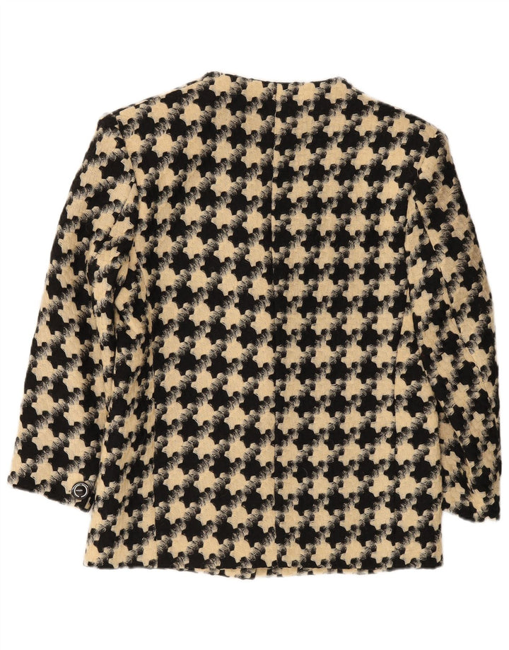 vintage Femmes 1 Bouton Blazer Veste UK 16 Grand Pied-de-poule Noir