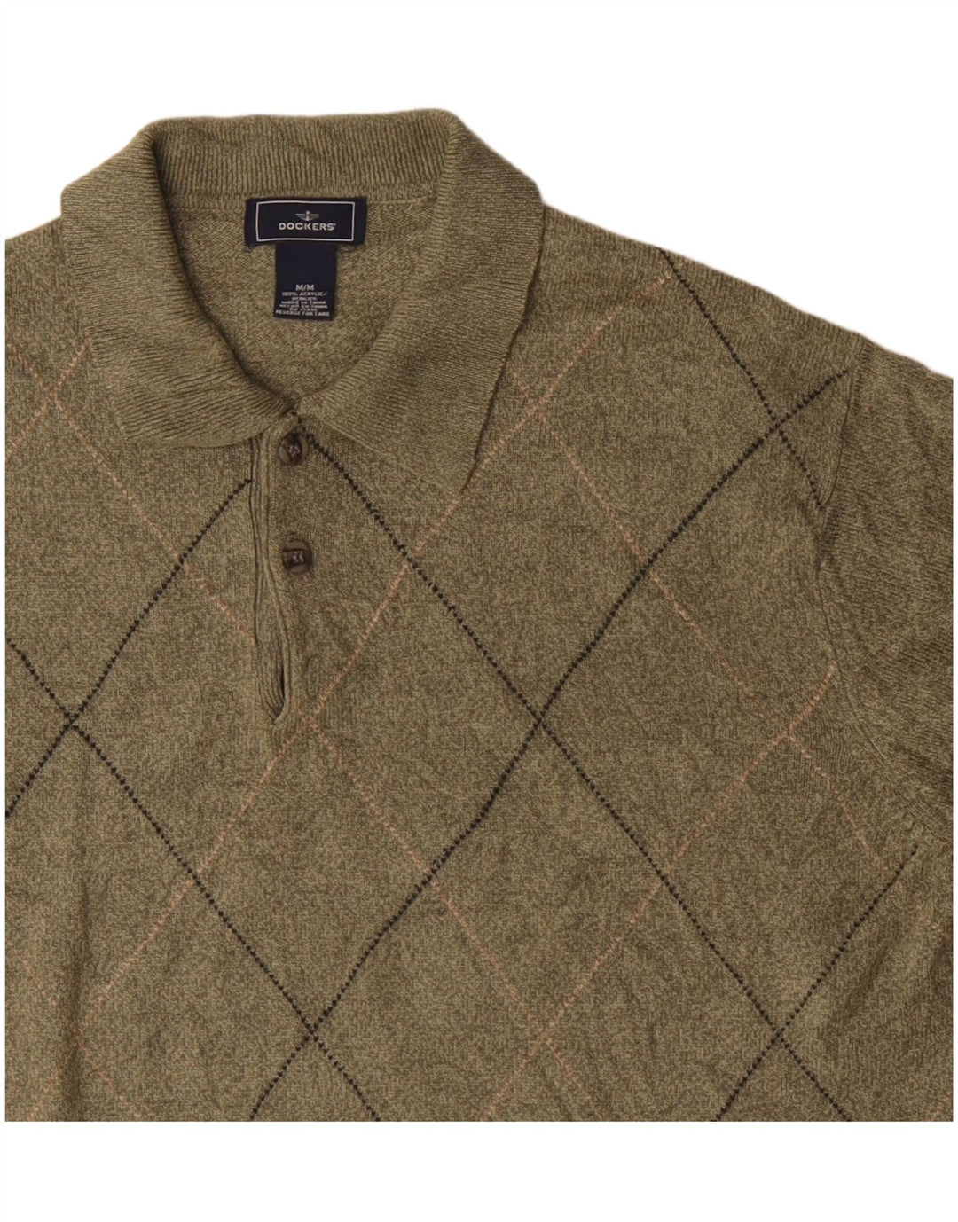 Dockers Pull à col polo pour homme Kaki moyen Argyle/Diamond Acrylique