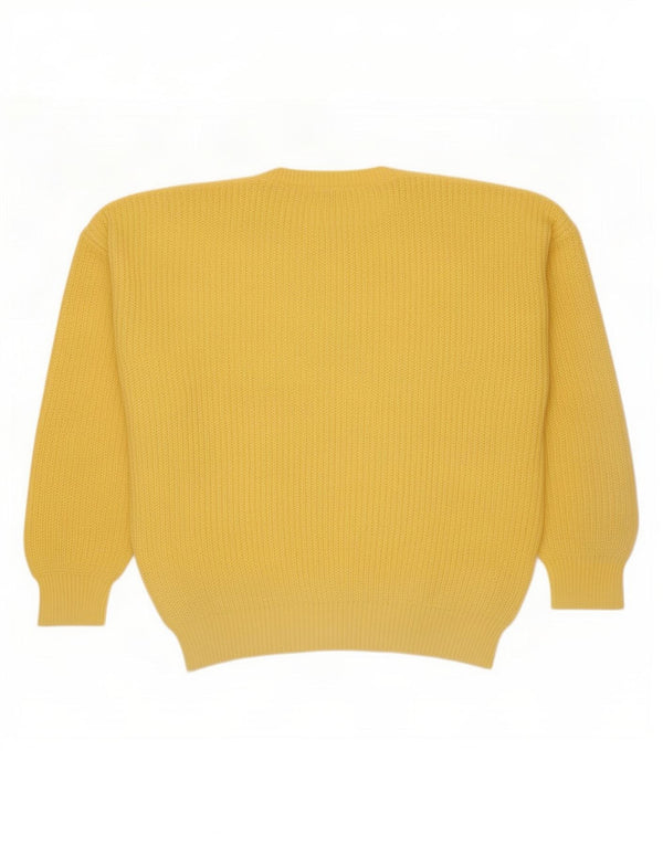vintage Mens Crew Neck Jumper Pull Grand Jaune