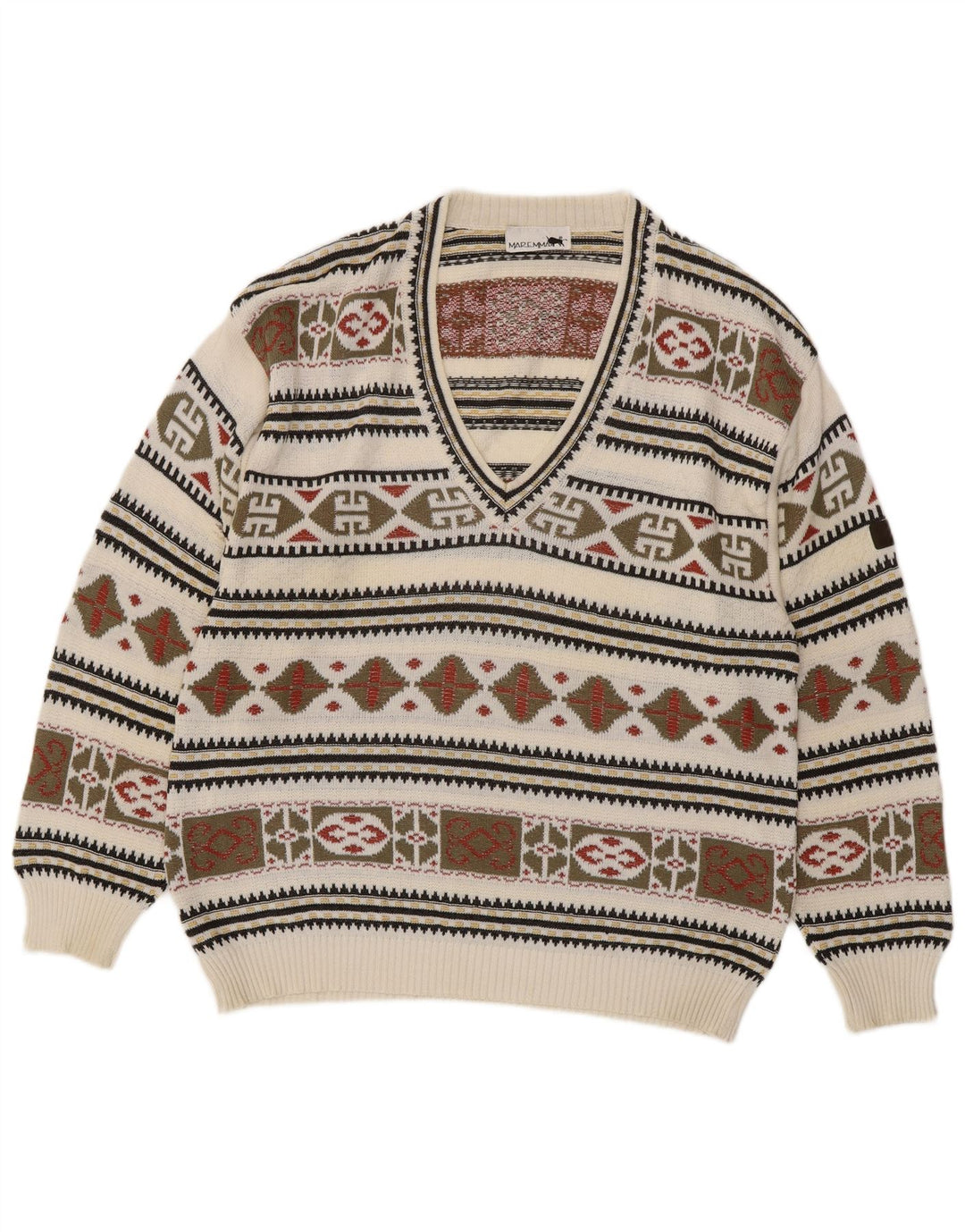 Maremma Pull col V pour homme IT 52 Large Multicolore Fair Isle