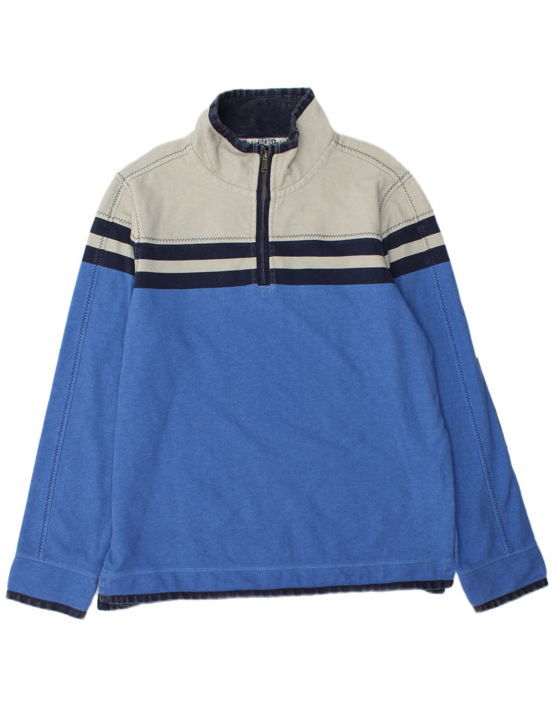 FAT FACE Sweat-shirt à col zippé pour homme en coton color block Bleu Taille L